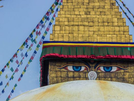 Kathmandu The Eyes of Boudhanath Stupa on a Nepal and India Tour