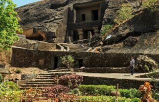 India Tour Mumbai Canheri Caves Exterior